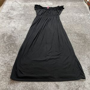 Mix & co Maxi Dress Womens Plus 1X black Soft Rayon Stretch Cap Sleeve Long